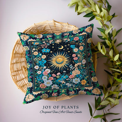 Colorful Maximalist Boho Sun Tapestry Pillow Decorative Throw Cushion