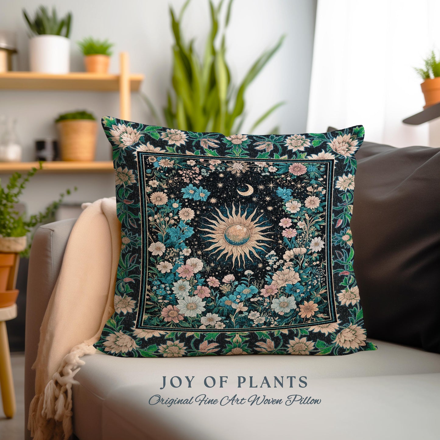 Colorful Maximalist Boho Sun Tapestry Pillow Decorative Throw Cushion