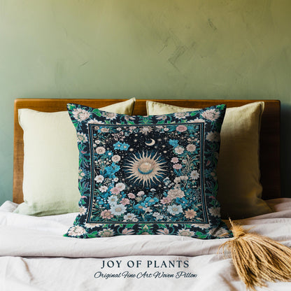 Colorful Maximalist Boho Sun Tapestry Pillow Decorative Throw Cushion