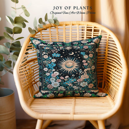Colorful Maximalist Boho Sun Tapestry Pillow Decorative Throw Cushion