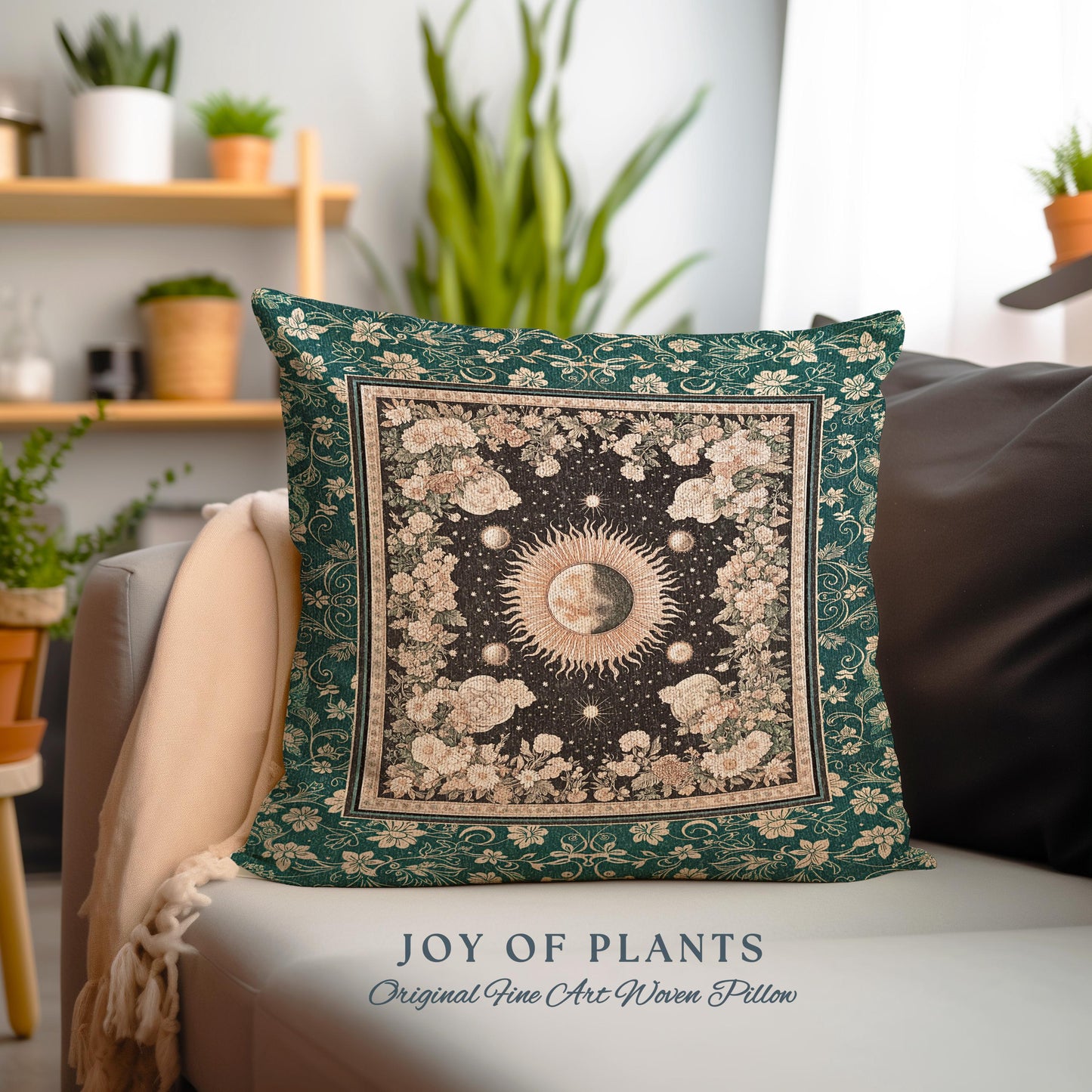 Sun and Moon Bohemian Decorative Cushion Tapestry Throw Pillow