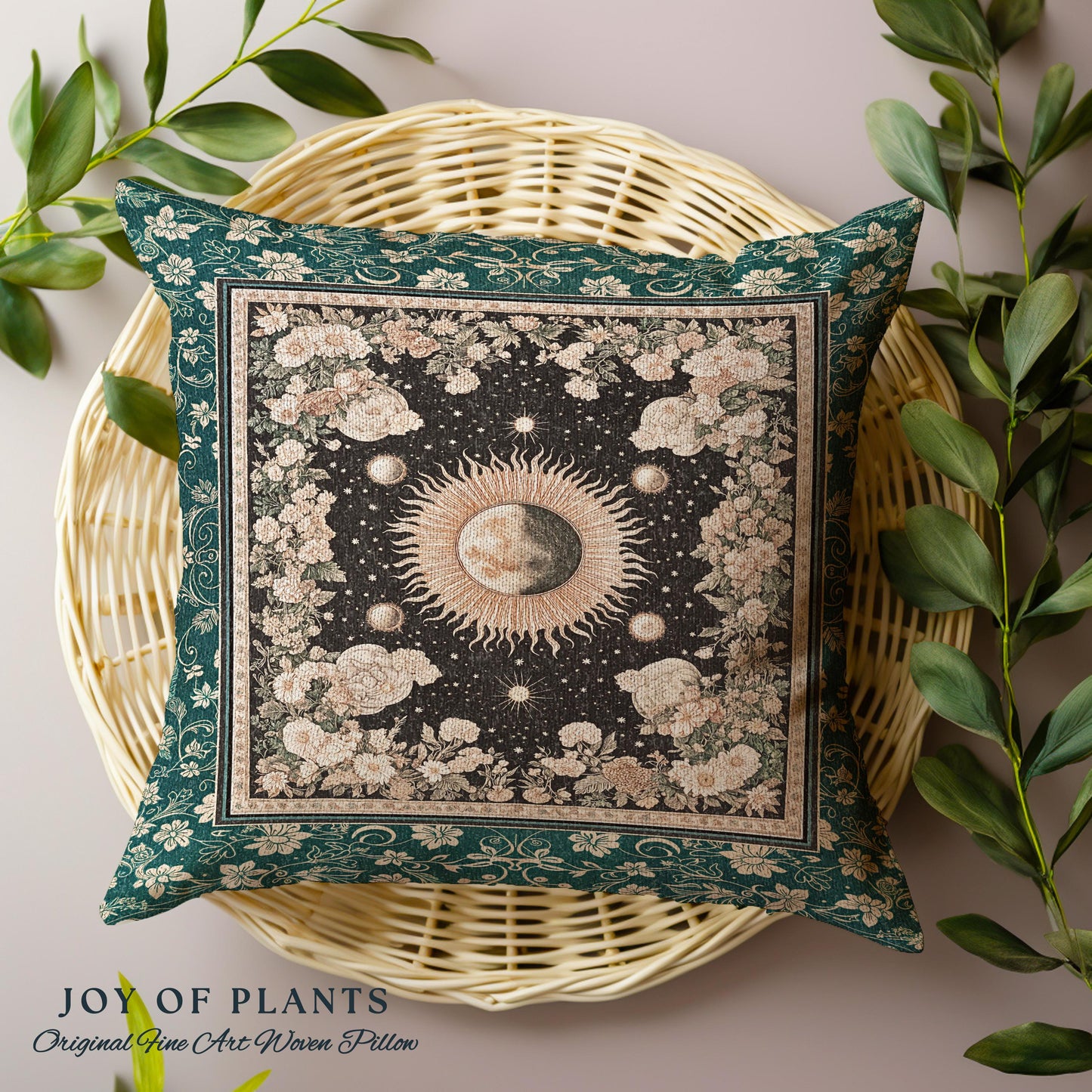Sun and Moon Bohemian Decorative Cushion Tapestry Throw Pillow