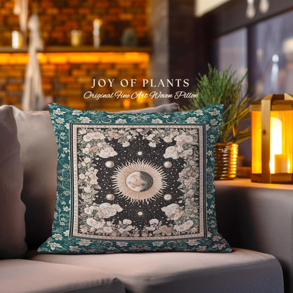 Sun and Moon Bohemian Decorative Cushion Tapestry Throw Pillow