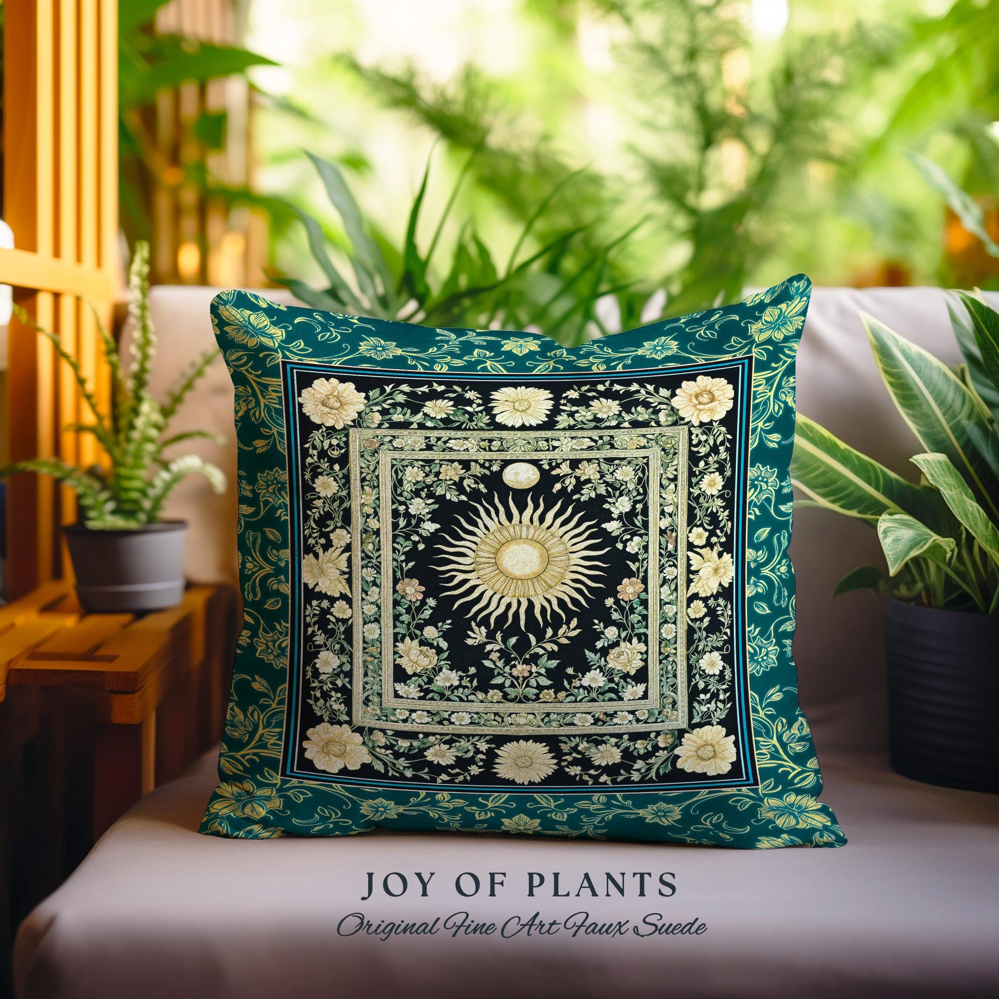 Witchy Celestial Sun Decorative Cushion Tapestry Throw Pillow