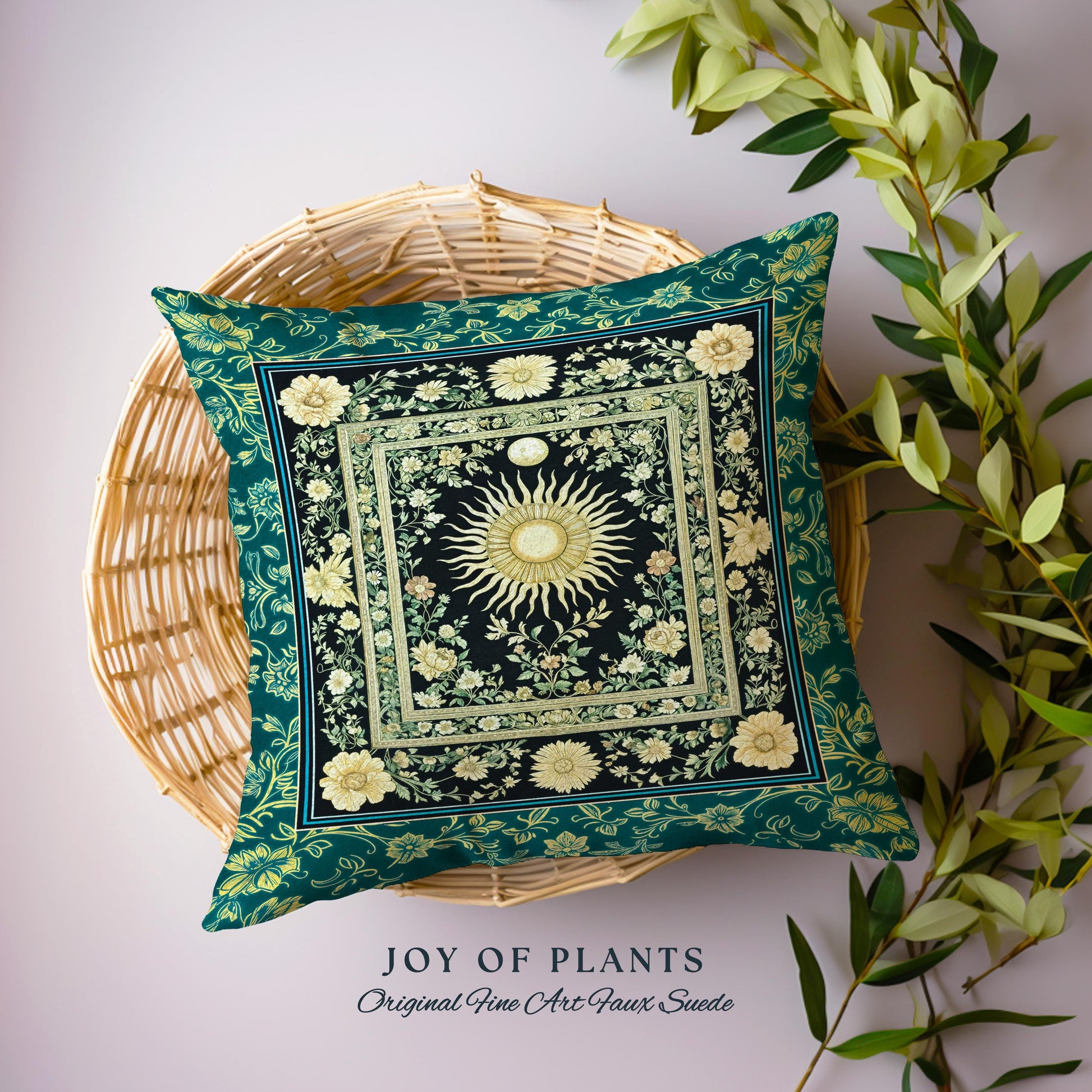 Witchy Celestial Sun Decorative Cushion Tapestry Throw Pillow