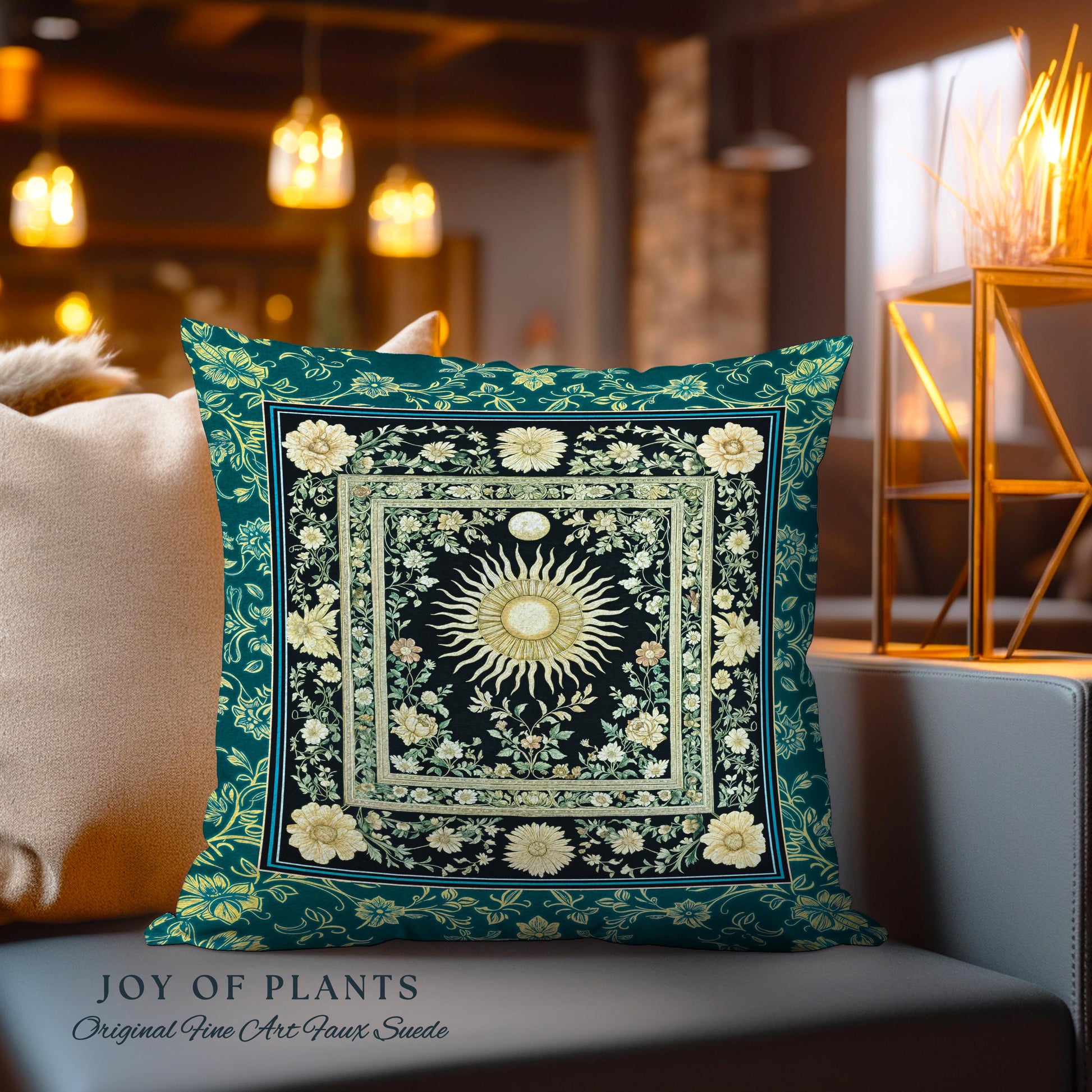 Witchy Celestial Sun Decorative Cushion Tapestry Throw Pillow