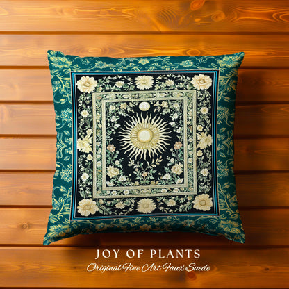 Witchy Celestial Sun Decorative Cushion Tapestry Throw Pillow