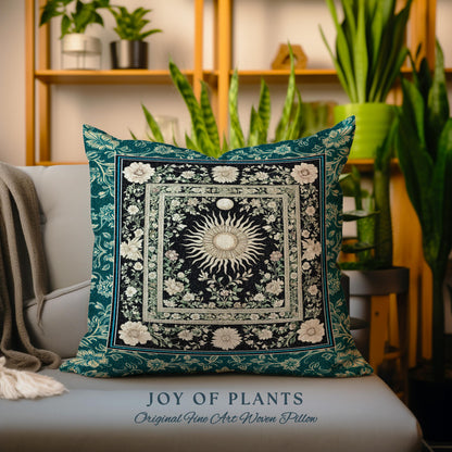 Witchy Celestial Sun Decorative Cushion Tapestry Throw Pillow