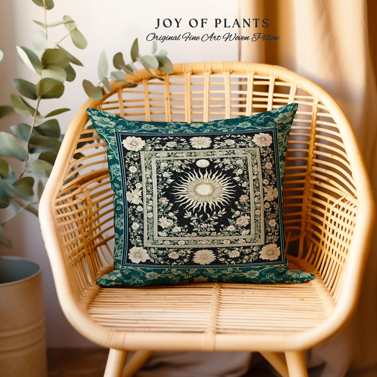 Witchy Celestial Sun Decorative Cushion Tapestry Throw Pillow