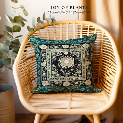 Witchy Celestial Sun Decorative Cushion Tapestry Throw Pillow