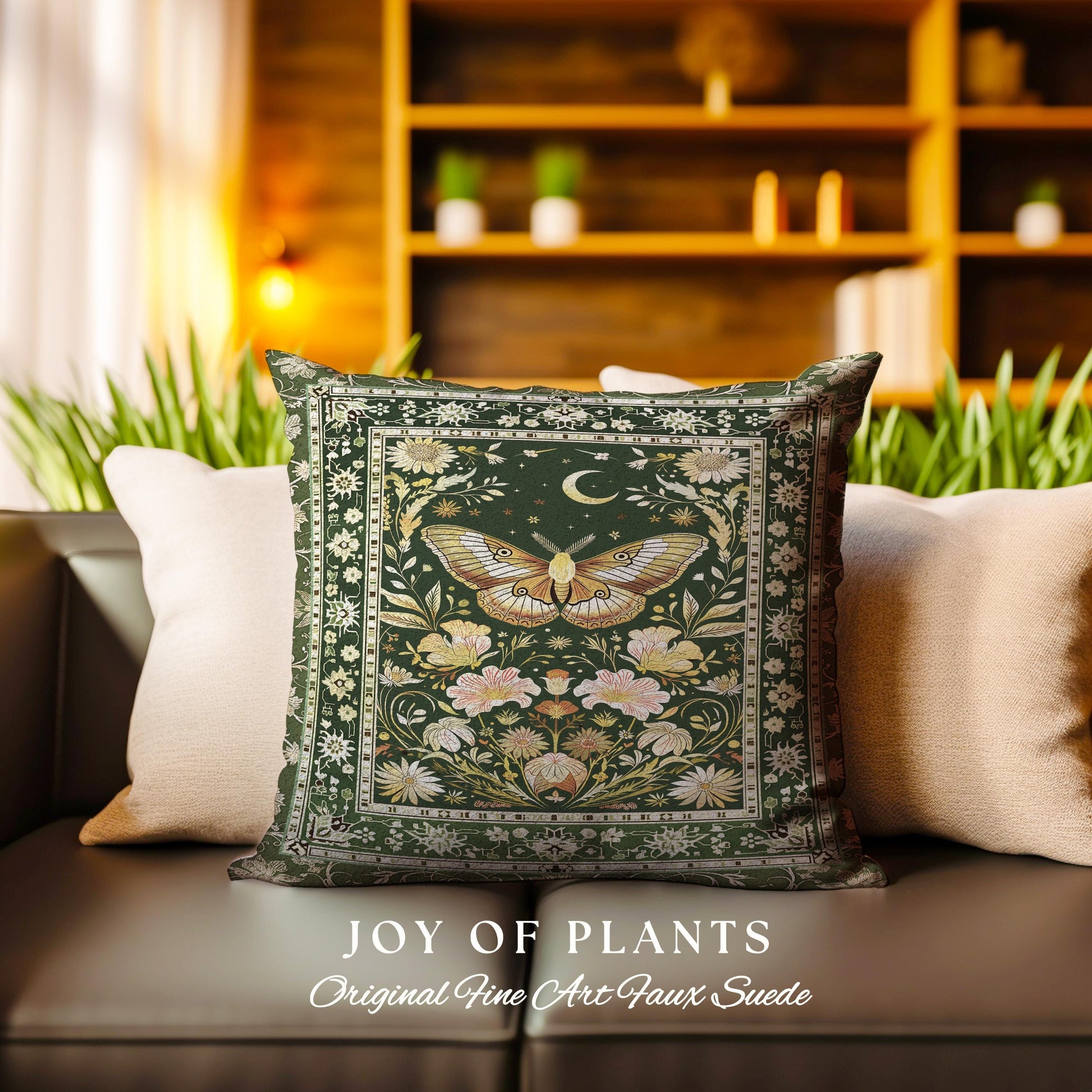 Boho Butterfly Moon Floral Garden Decorative Cushion Tapestry Throw Pillow