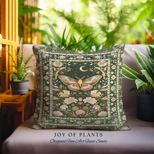 Boho Butterfly Moon Floral Garden Decorative Cushion Tapestry Throw Pillow