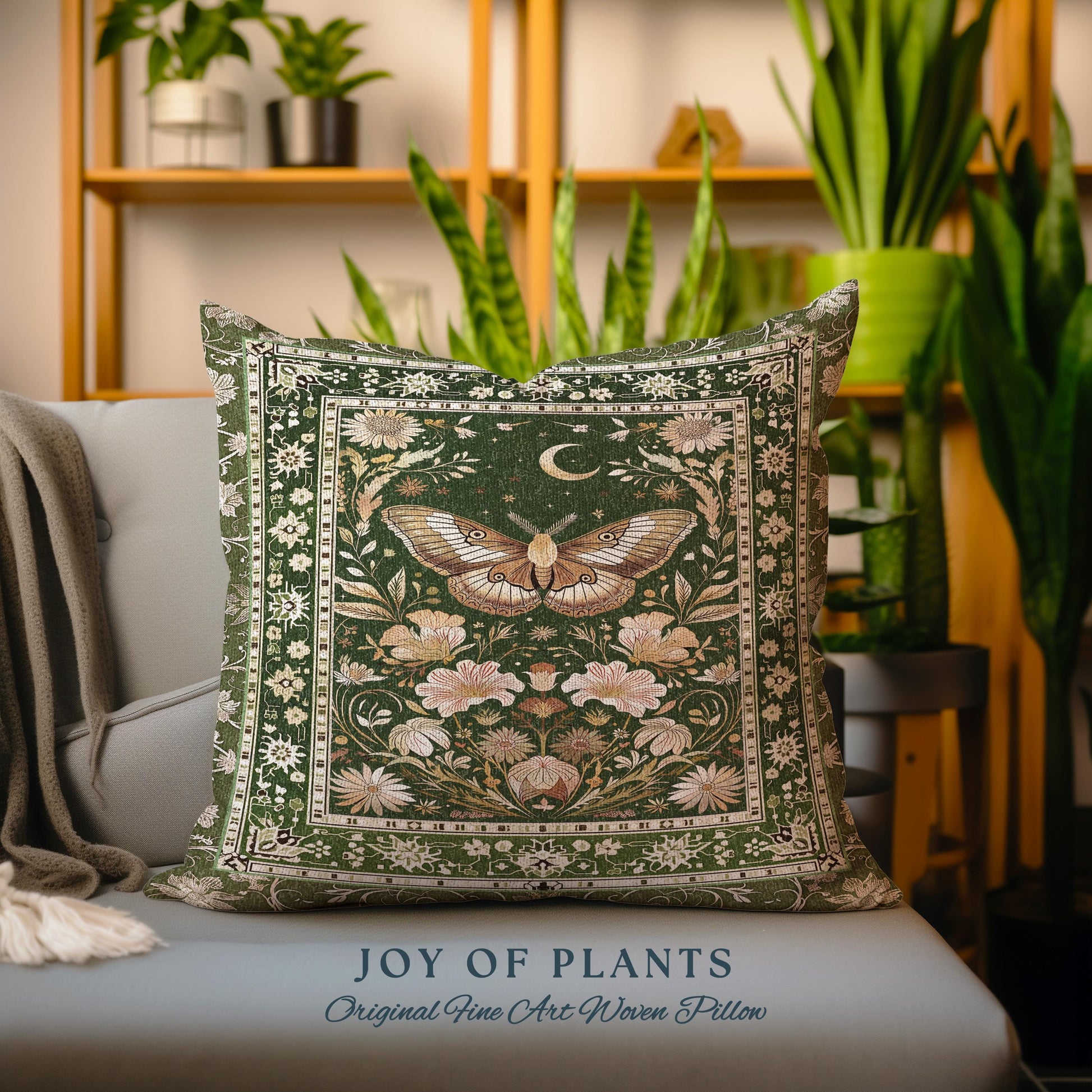 Boho Butterfly Moon Floral Garden Decorative Cushion Tapestry Throw Pillow