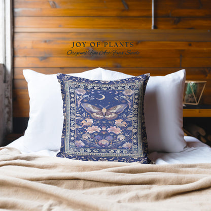 Amethyst Celestial Moth Tapestry Pillow Decorative Butterfly Throw Cushion
