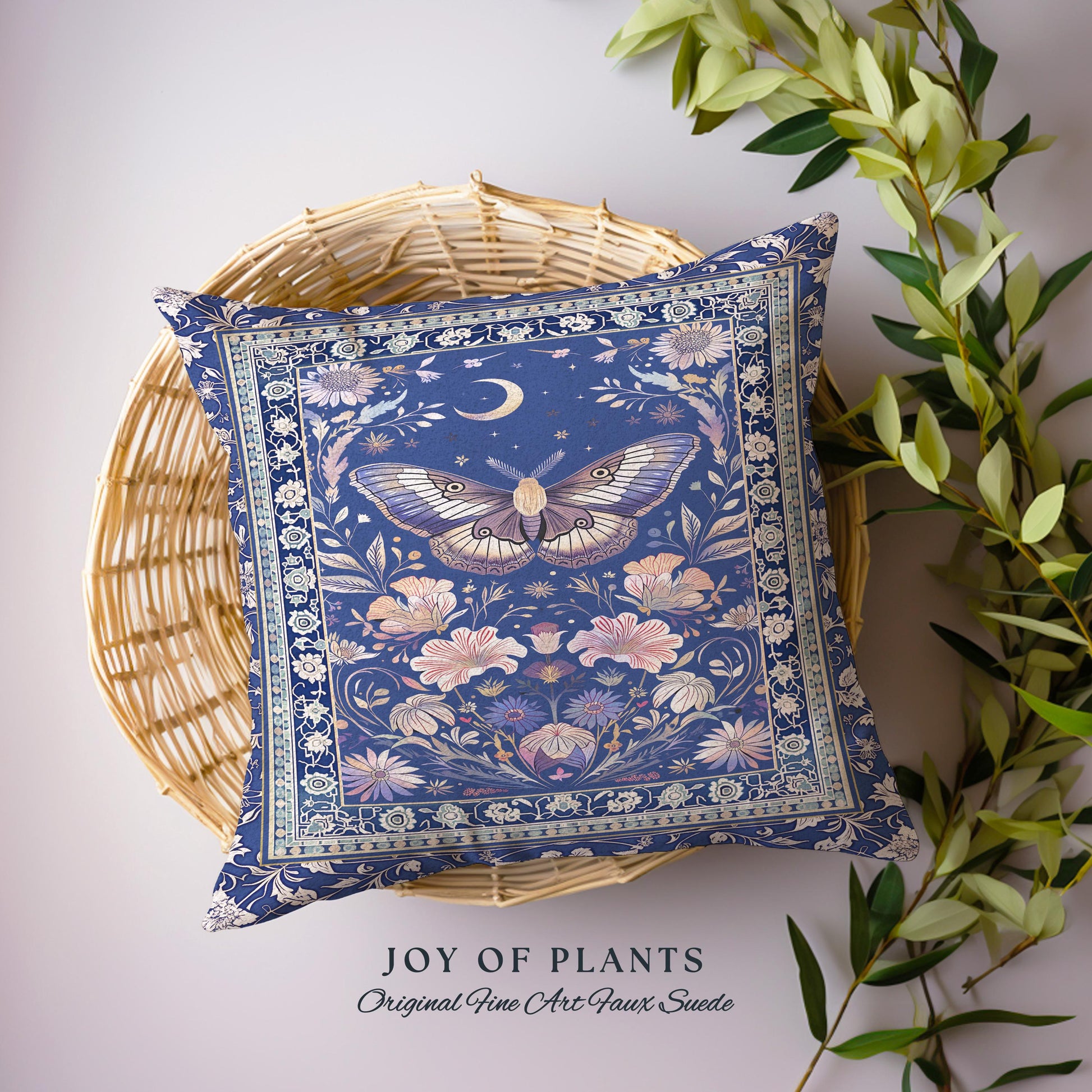 Amethyst Celestial Moth Tapestry Pillow Decorative Butterfly Throw Cushion