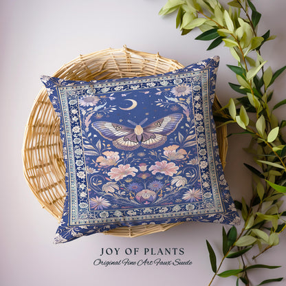 Amethyst Celestial Moth Tapestry Pillow Decorative Butterfly Throw Cushion