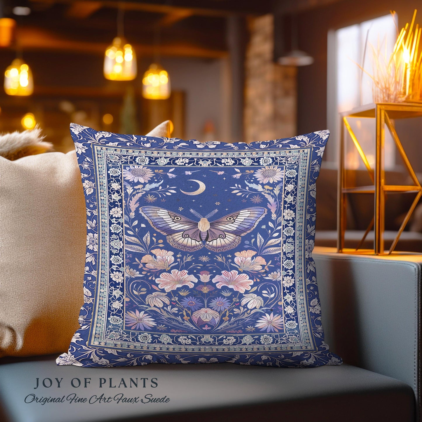 Amethyst Celestial Moth Tapestry Pillow Decorative Butterfly Throw Cushion