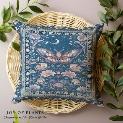 Amethyst Celestial Moth Tapestry Pillow Decorative Butterfly Throw Cushion