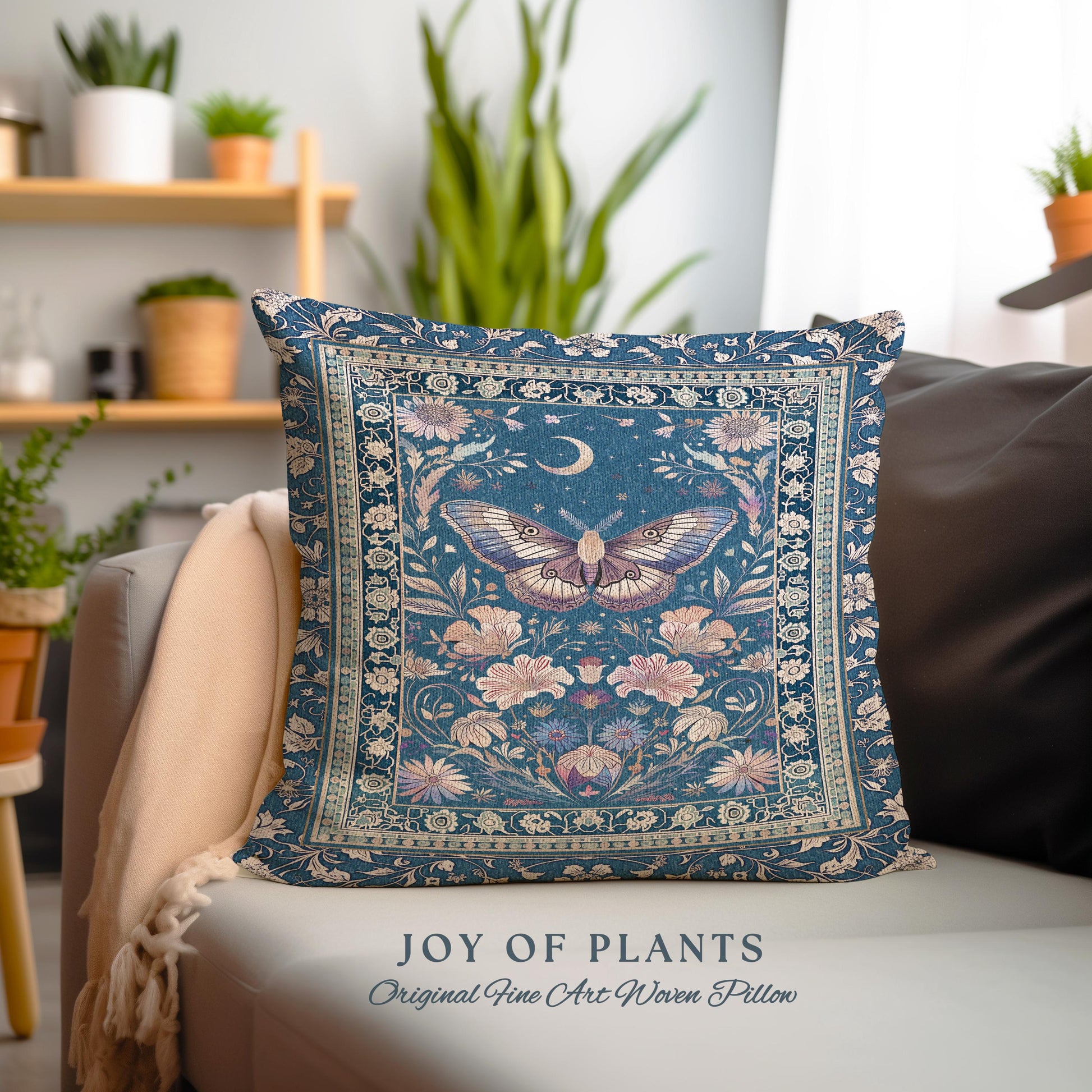 Amethyst Celestial Moth Tapestry Pillow Decorative Butterfly Throw Cushion