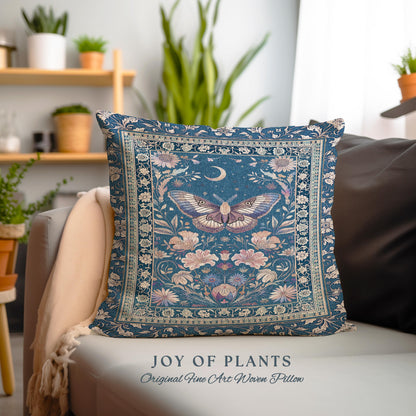 Amethyst Celestial Moth Tapestry Pillow Decorative Butterfly Throw Cushion