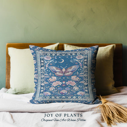 Amethyst Celestial Moth Tapestry Pillow Decorative Butterfly Throw Cushion