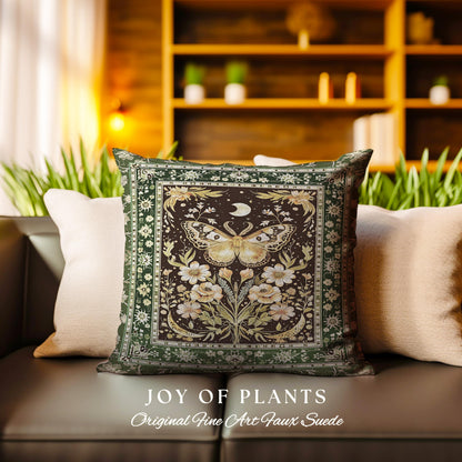Hippie Moth Moon Decorative Butterfly Cushion Tapestry Throw Pillow