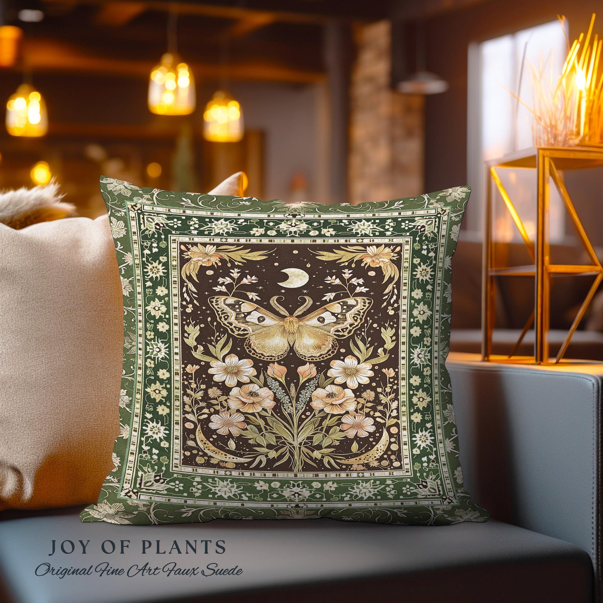 Hippie Moth Moon Decorative Butterfly Cushion Tapestry Throw Pillow