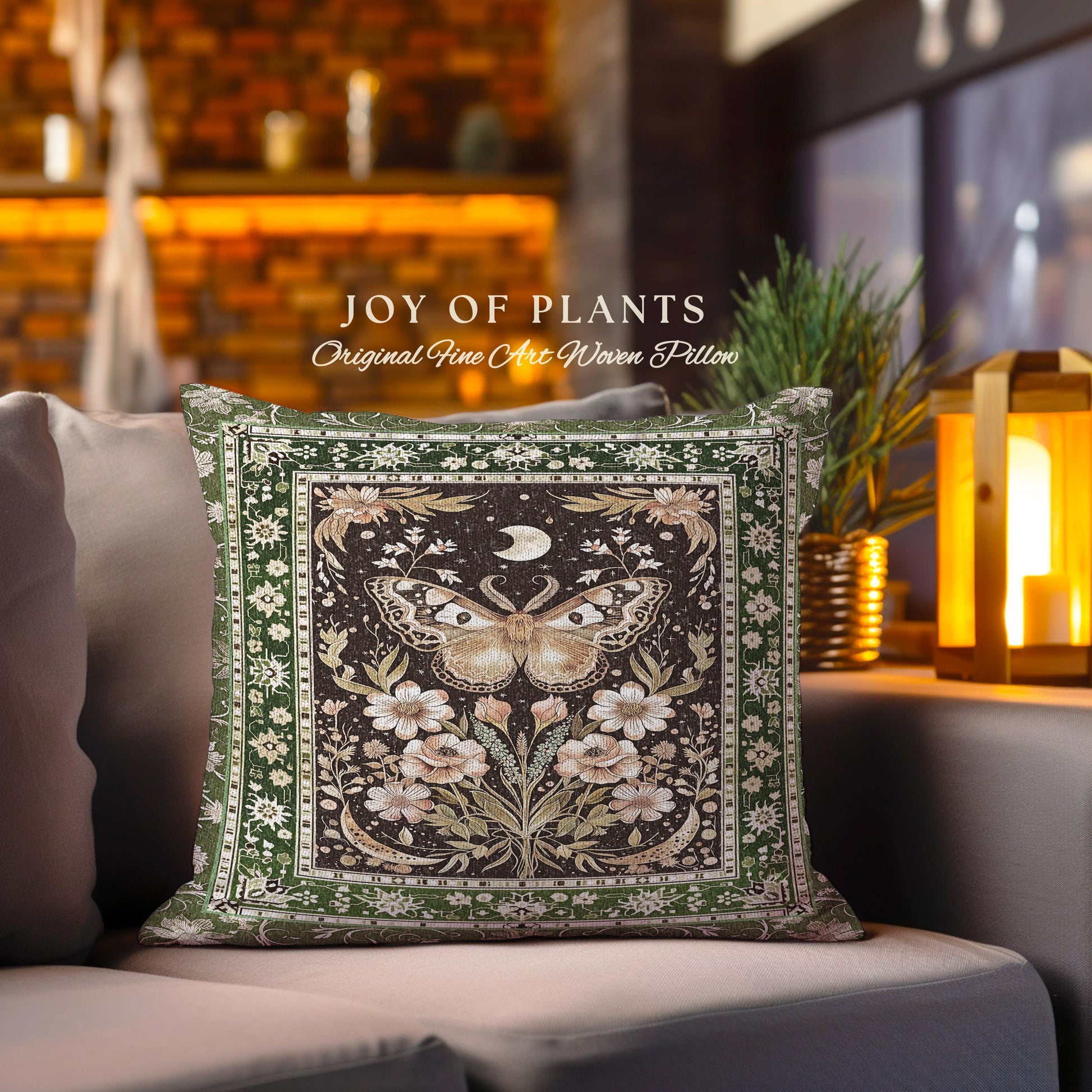 Hippie Moth Moon Decorative Butterfly Cushion Tapestry Throw Pillow