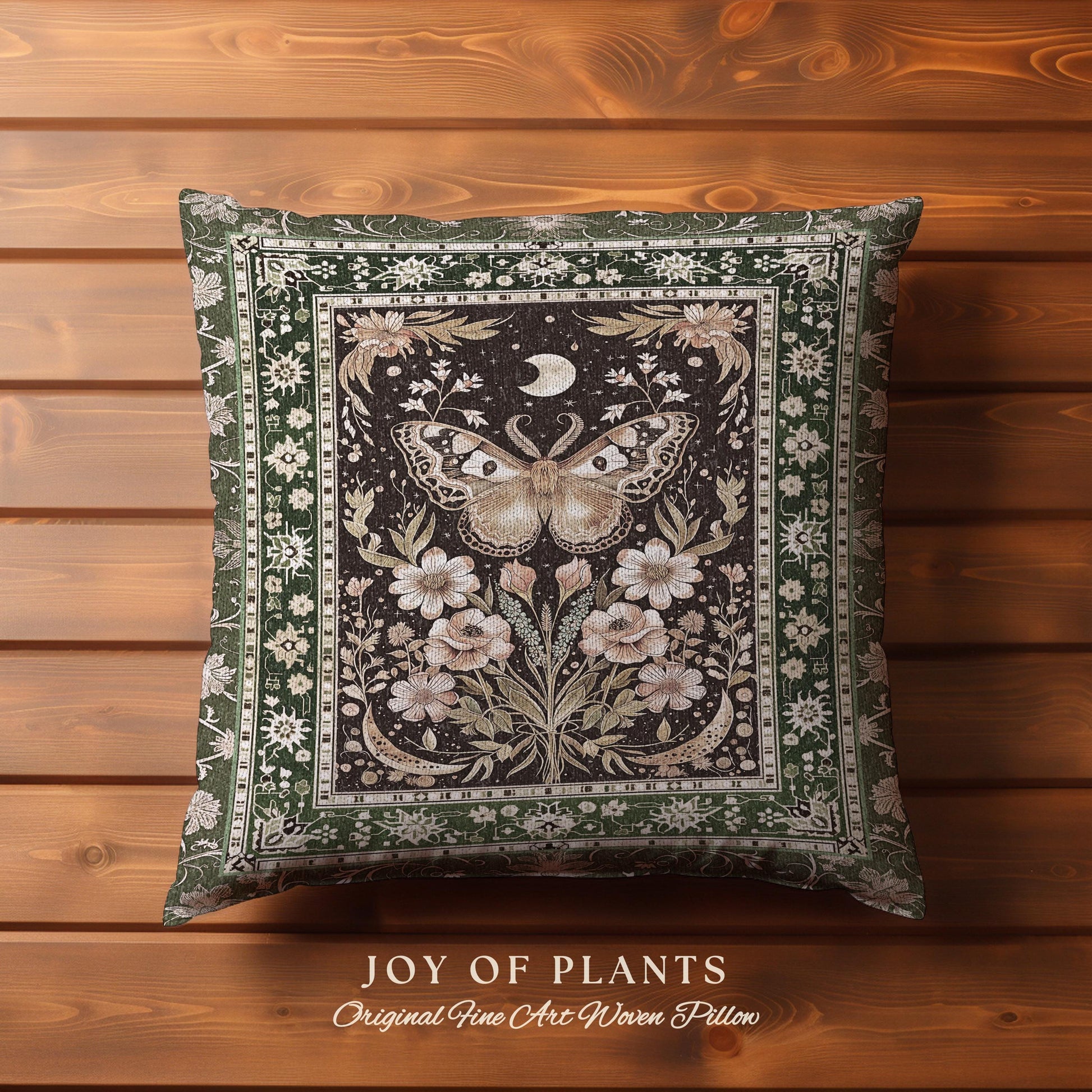 Hippie Moth Moon Decorative Butterfly Cushion Tapestry Throw Pillow