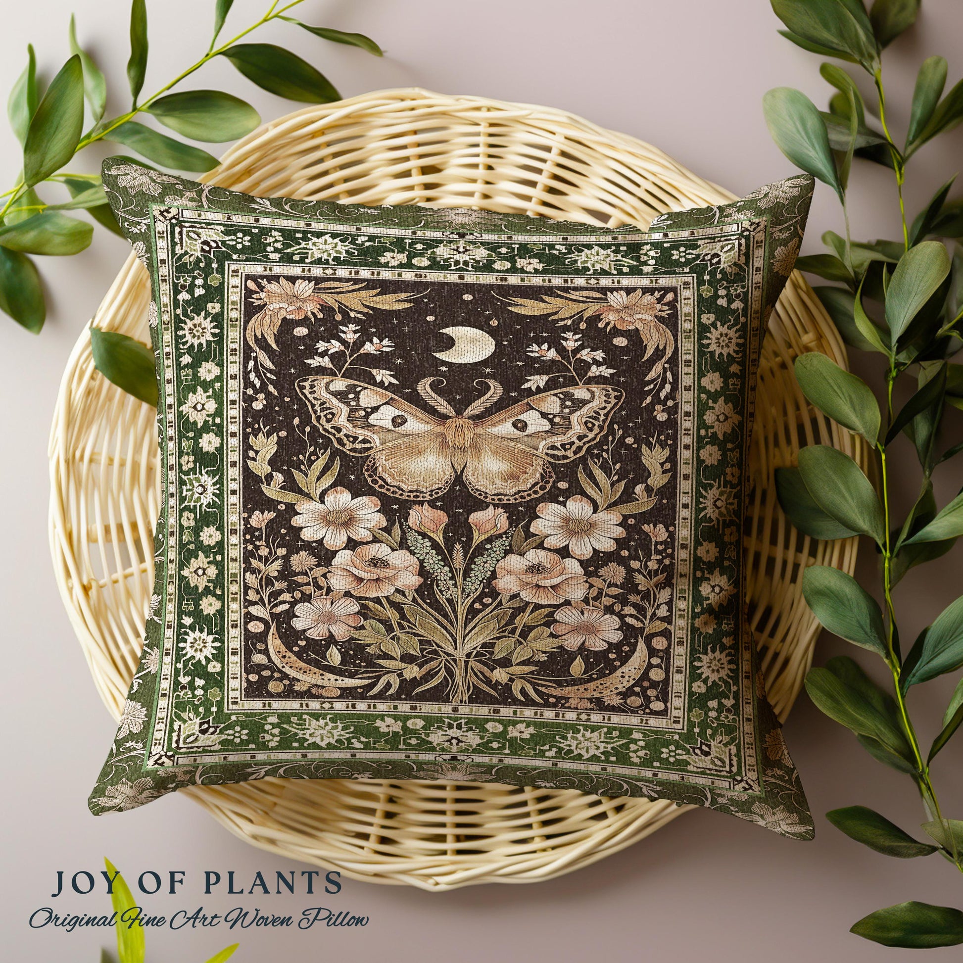 Hippie Moth Moon Decorative Butterfly Cushion Tapestry Throw Pillow