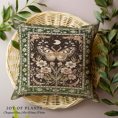 Hippie Moth Moon Decorative Butterfly Cushion Tapestry Throw Pillow