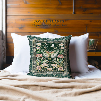 Ethereal Witchy Moth Moon Tapestry Pillow Decorative Throw Cushion