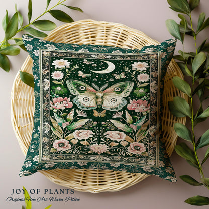 Ethereal Witchy Moth Moon Tapestry Pillow Decorative Throw Cushion