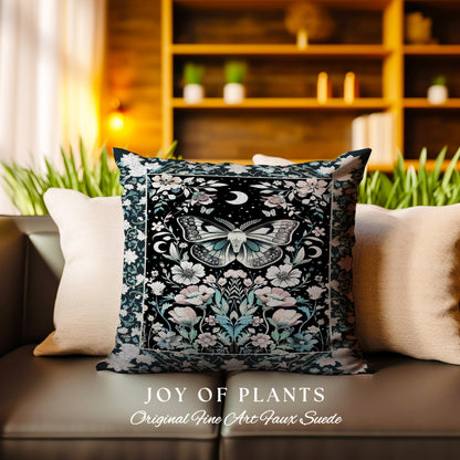 Celestial Butterfly Floral Decorative Moth Cushion Tapestry Throw Pillow