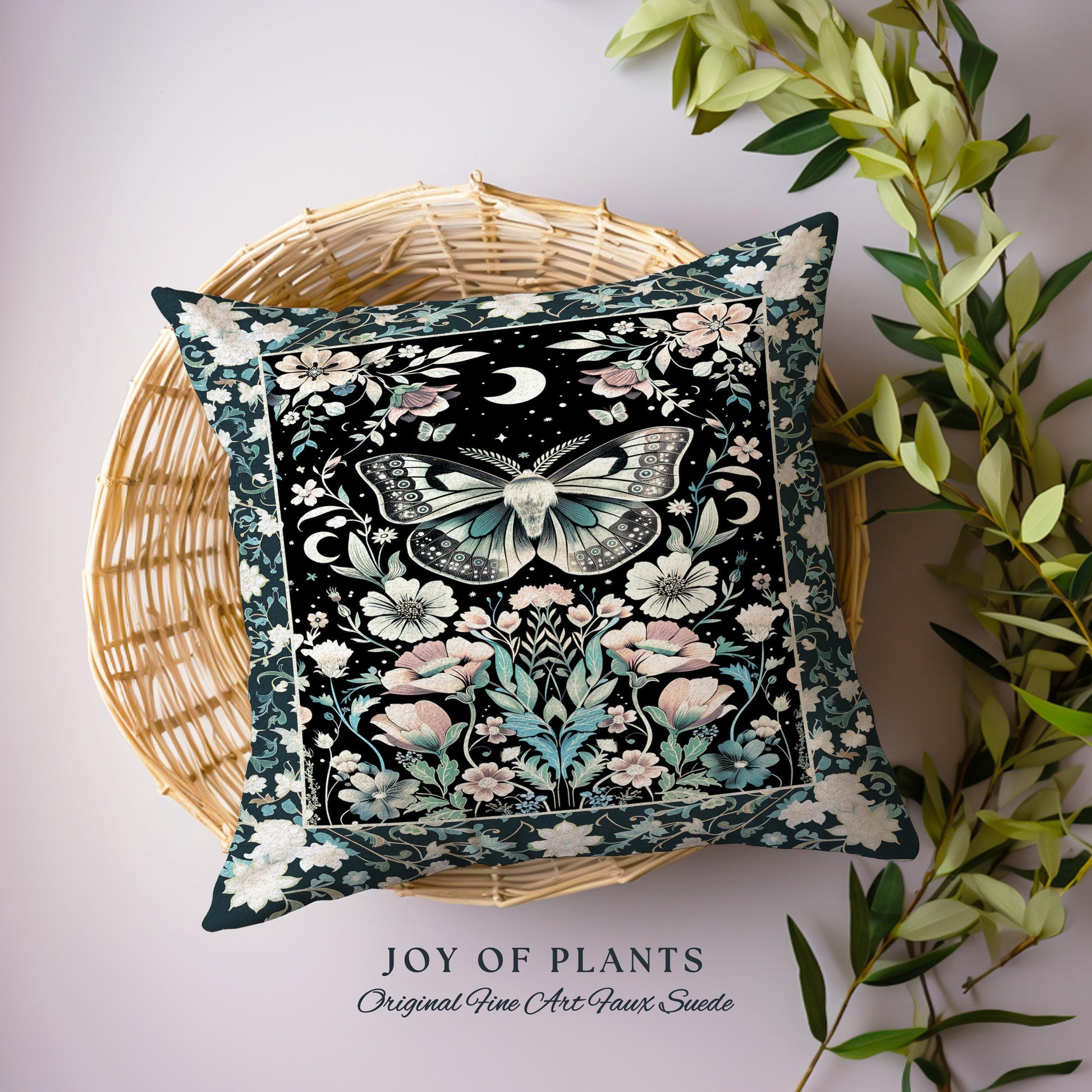 Celestial Butterfly Floral Decorative Moth Cushion Tapestry Throw Pillow
