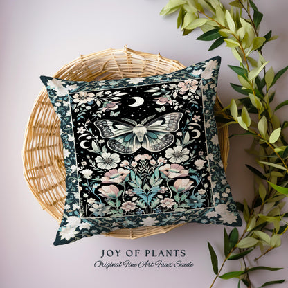 Celestial Butterfly Floral Decorative Moth Cushion Tapestry Throw Pillow
