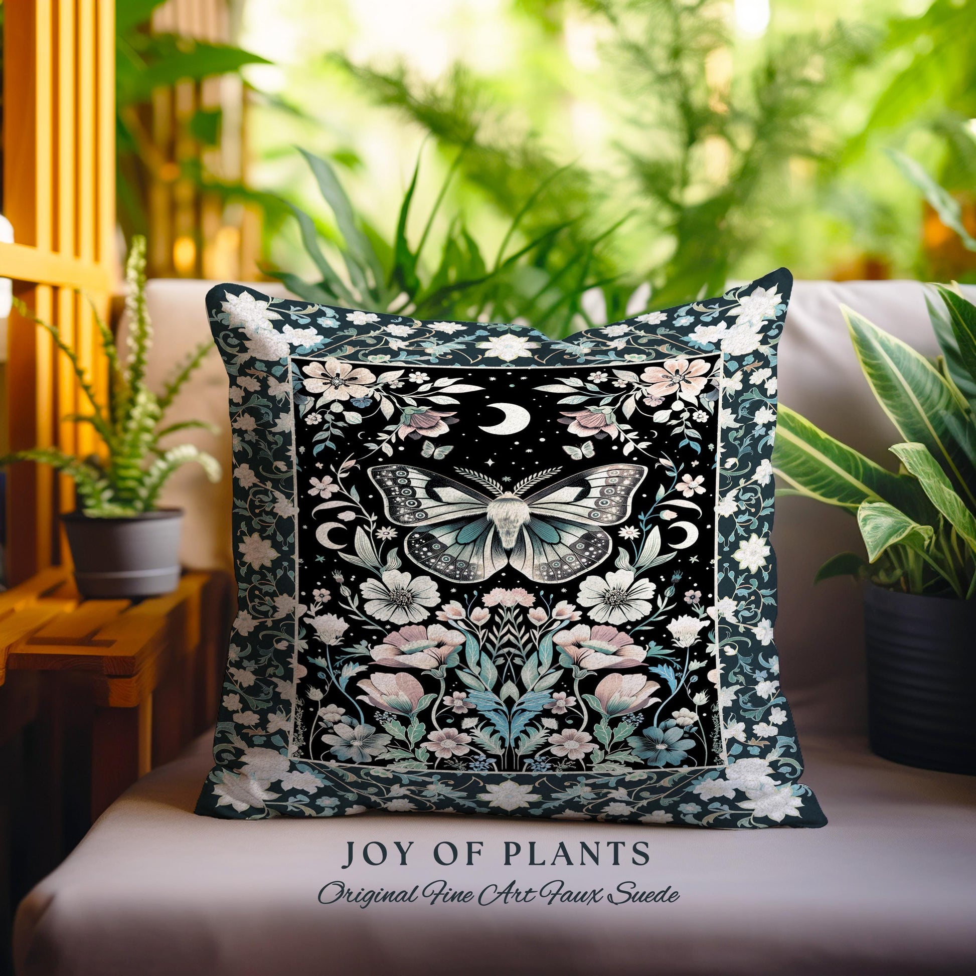Celestial Butterfly Floral Decorative Moth Cushion Tapestry Throw Pillow