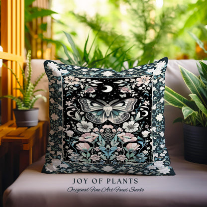 Celestial Butterfly Floral Decorative Moth Cushion Tapestry Throw Pillow