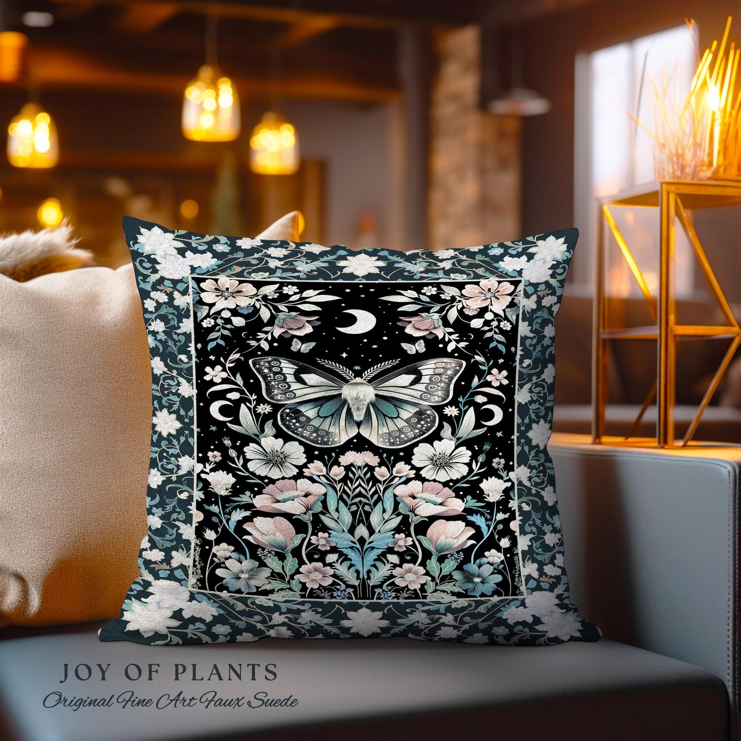 Celestial Butterfly Floral Decorative Moth Cushion Tapestry Throw Pillow