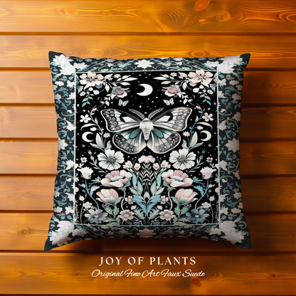 Celestial Butterfly Floral Decorative Moth Cushion Tapestry Throw Pillow