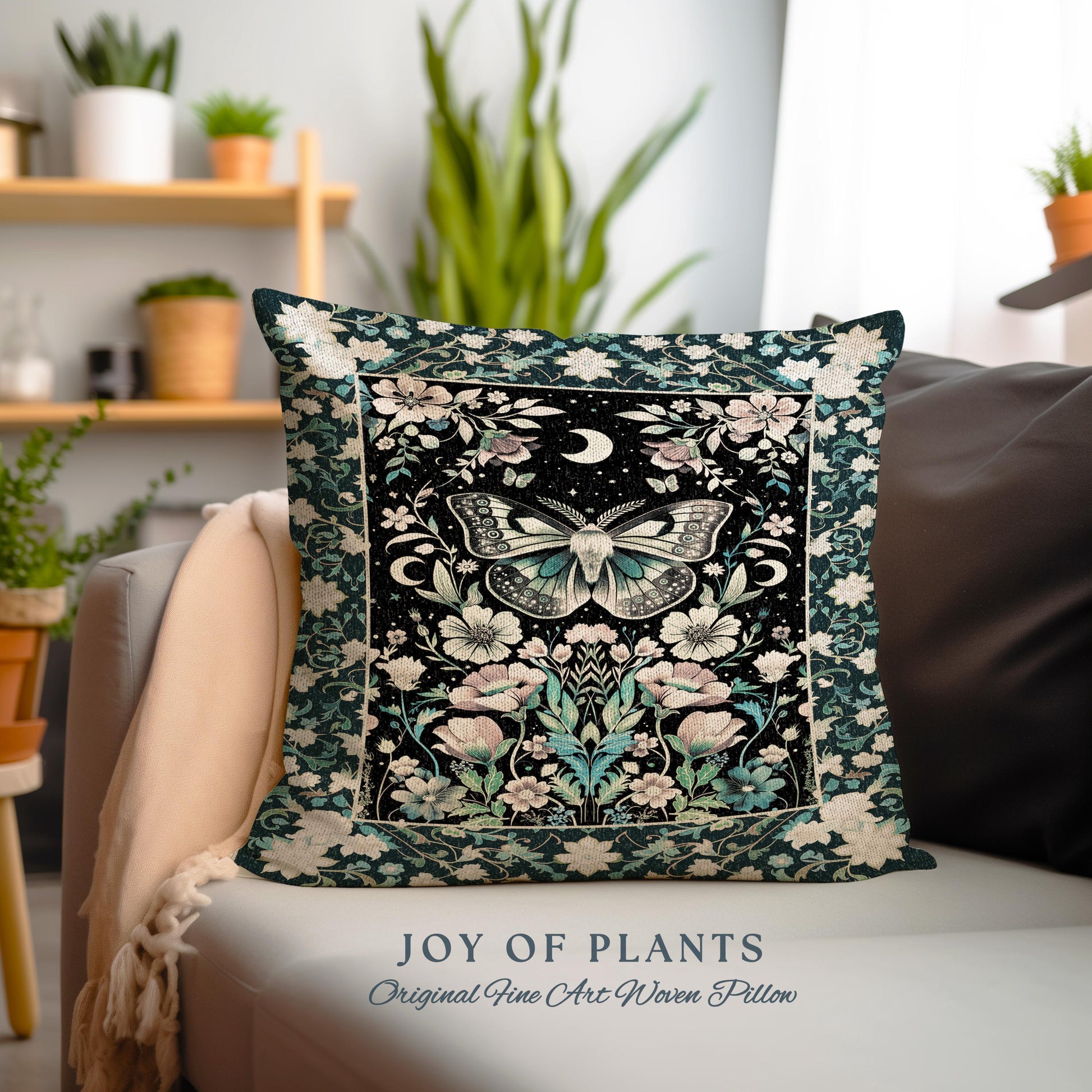 Celestial Butterfly Floral Decorative Moth Cushion Tapestry Throw Pillow