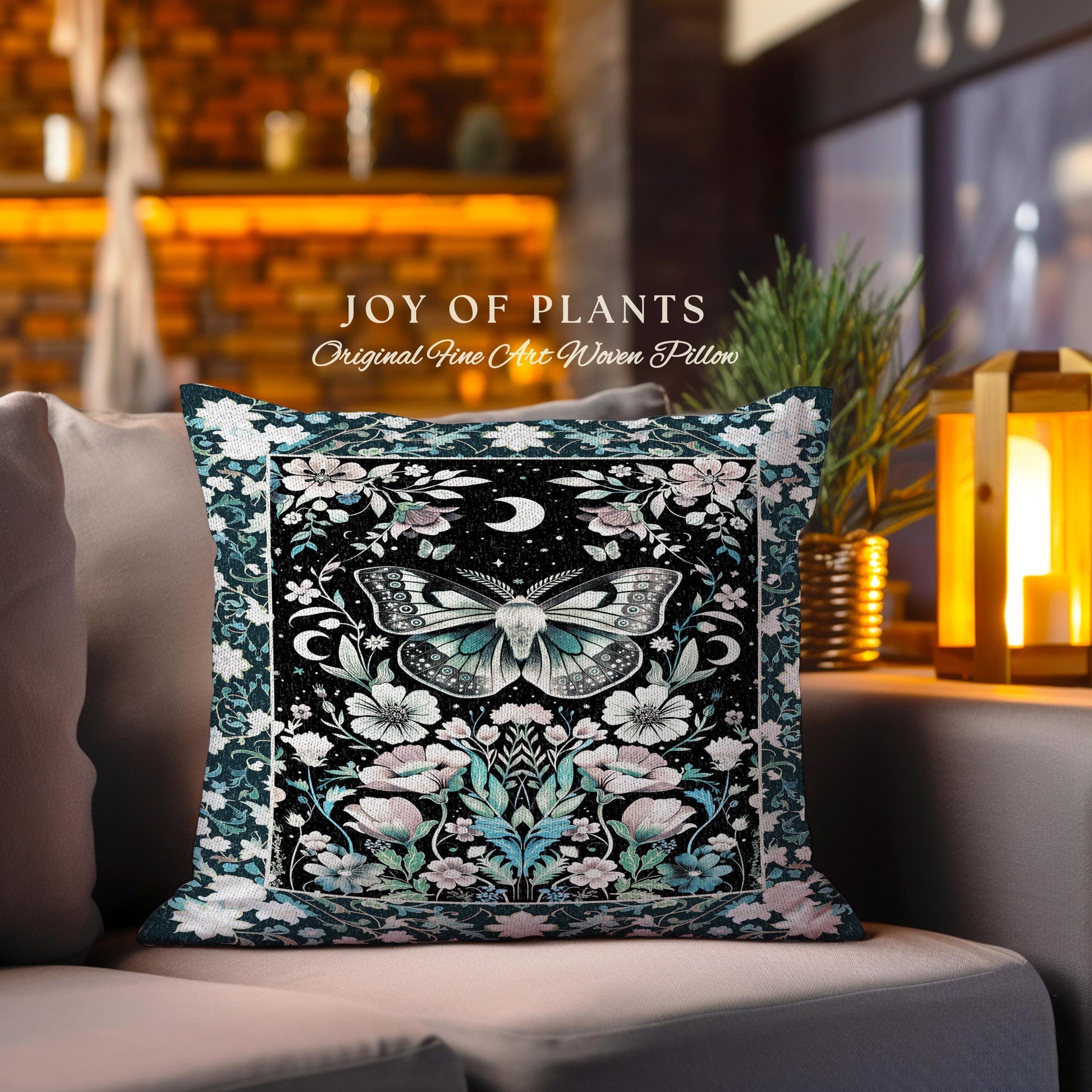 Celestial Butterfly Floral Decorative Moth Cushion Tapestry Throw Pillow