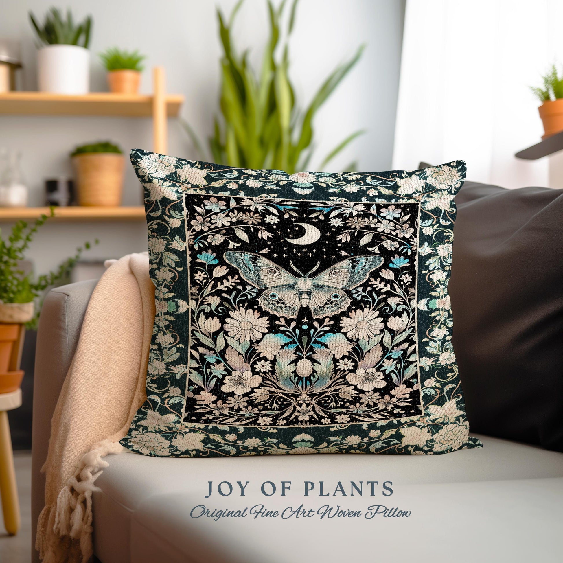 Maximalist Aesthetic Dark Academia Decorative Moth Cushion Tapestry Throw Pillow