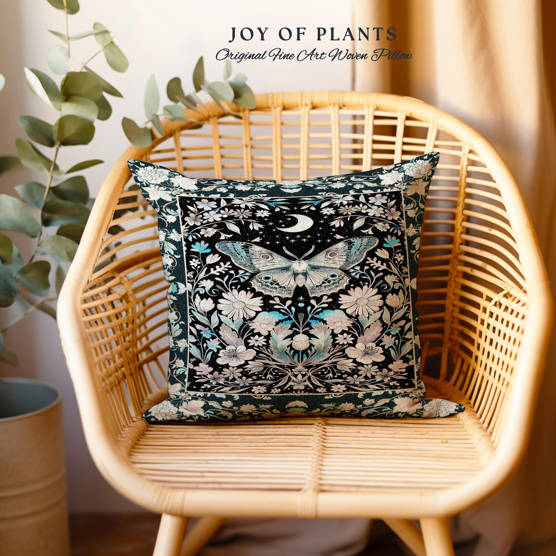 Maximalist Aesthetic Dark Academia Decorative Moth Cushion Tapestry Throw Pillow
