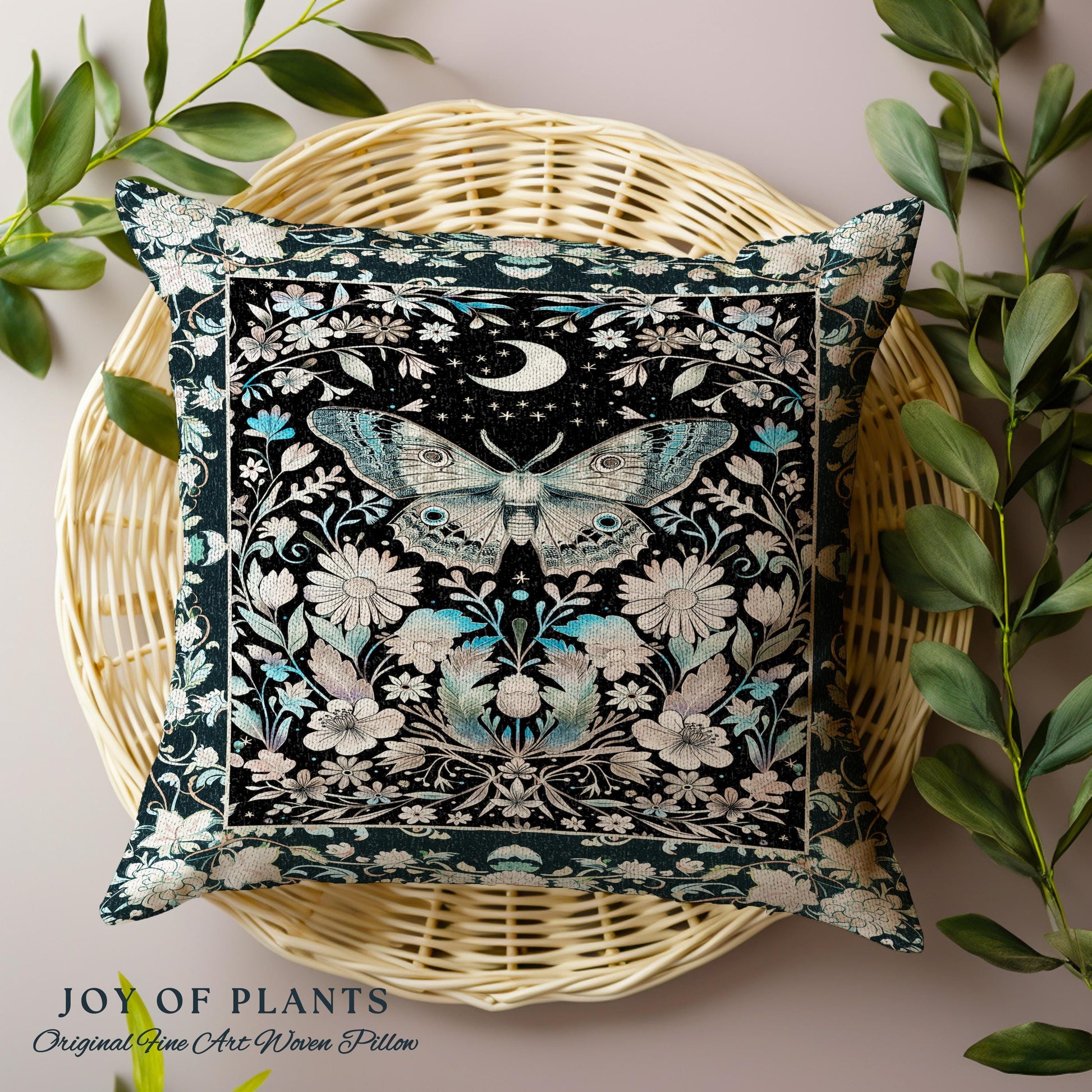 Maximalist Aesthetic Dark Academia Decorative Moth Cushion Tapestry Throw Pillow