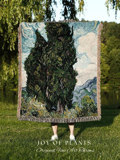 Vincent Van Gogh Woven Throw Blanket | Dark Academia Tapestry Aesthetic | Nature Woven Blanket | Art Teacher Gift | Custom Painting Blanket