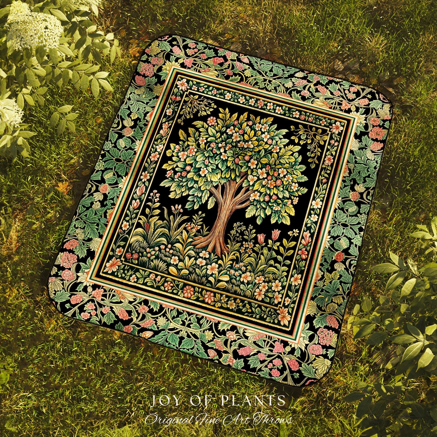 Fairy Garden Tree of Life Tapestry Blanket Jacquard Woven Coverlet