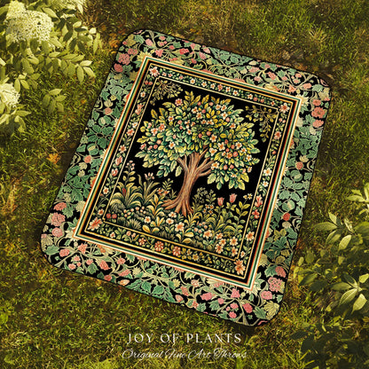 Fairy Garden Tree of Life Tapestry Blanket Jacquard Woven Coverlet