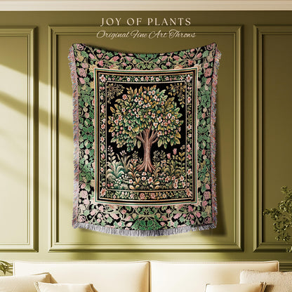 Fairy Garden Tree of Life Tapestry Blanket Jacquard Woven Coverlet