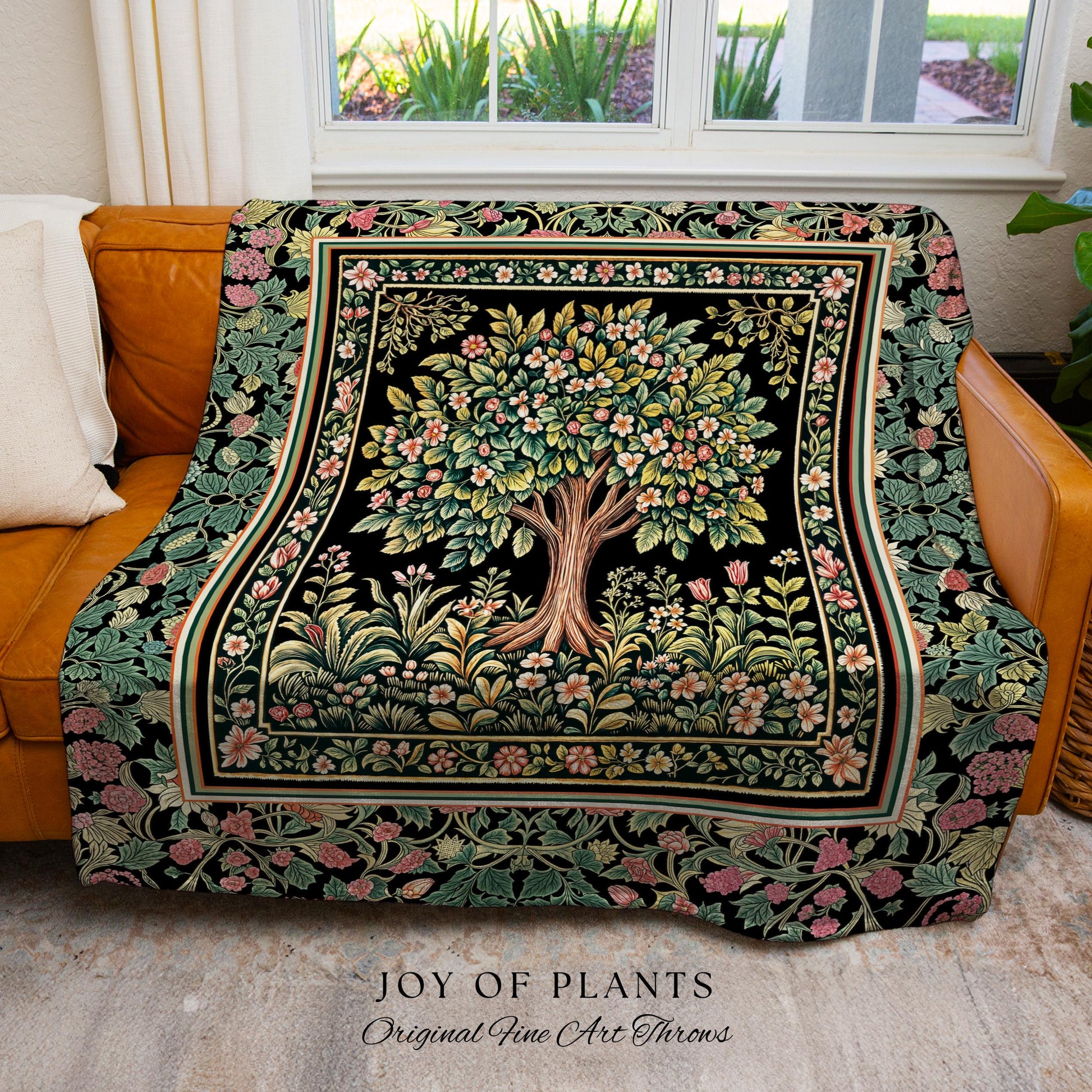 Fairy Garden Tree of Life Tapestry Blanket Jacquard Woven Coverlet